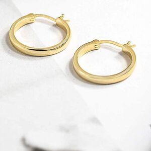 NEW 14k gold sterling post small hoop earring